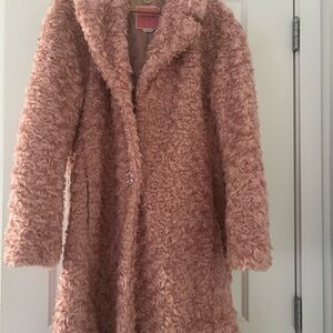 Kate Spade faux fur pink coat. Gently used can be yours! A statement piece.